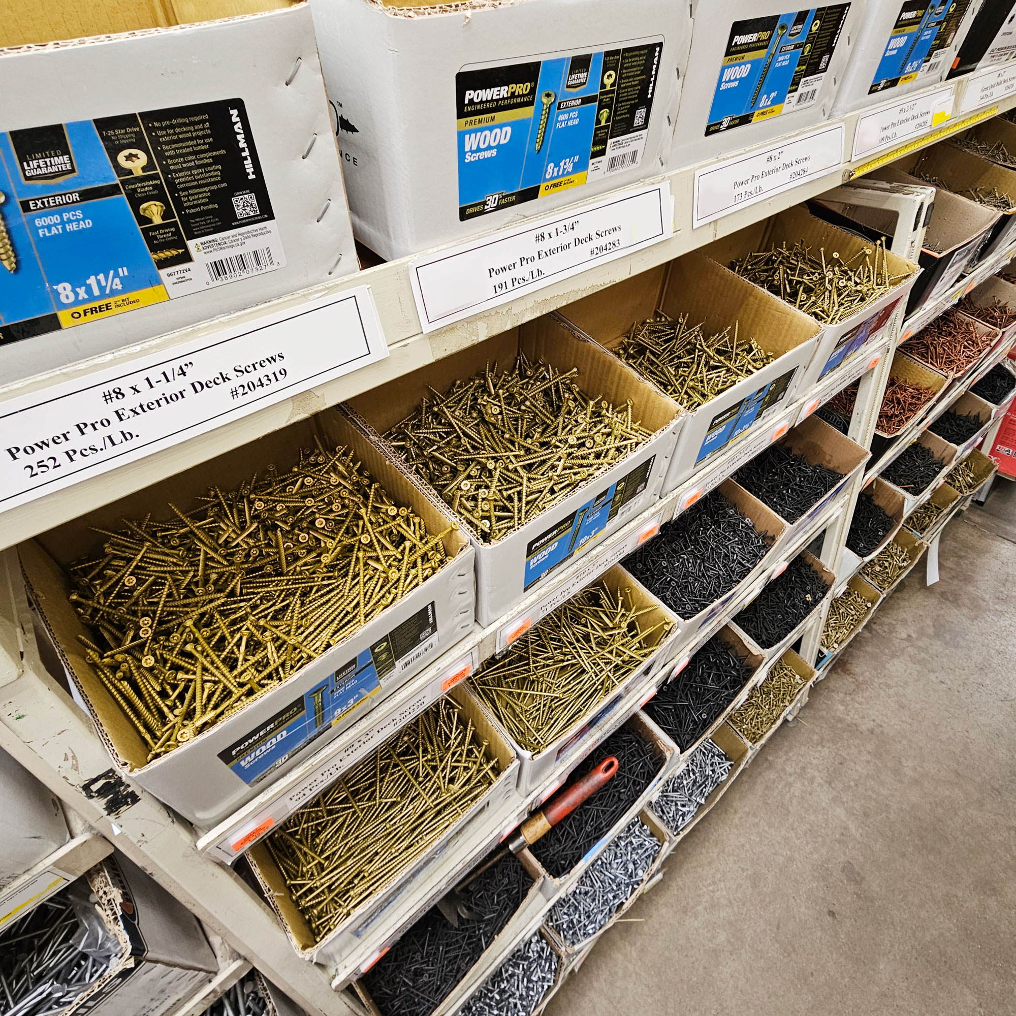 Boxes of exterior screws